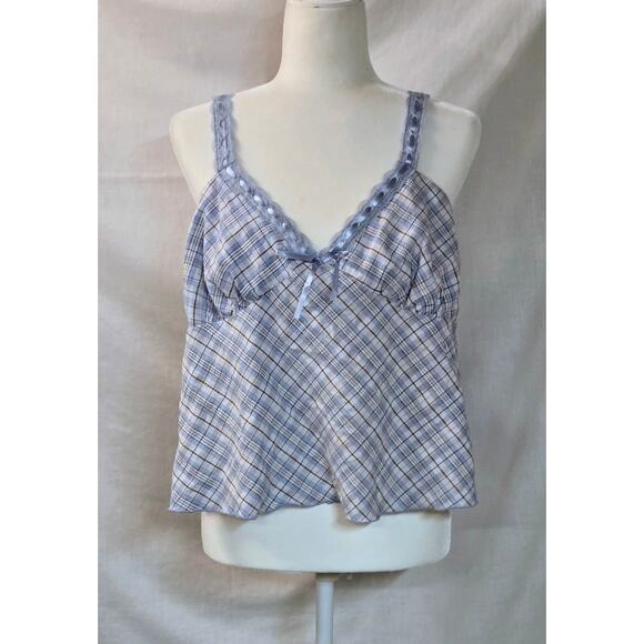 No Boundaries Tops - Y2K No Boundaries Babydoll Cami Top Womens Plaid Lace Coquette Fairy Size XXL 20